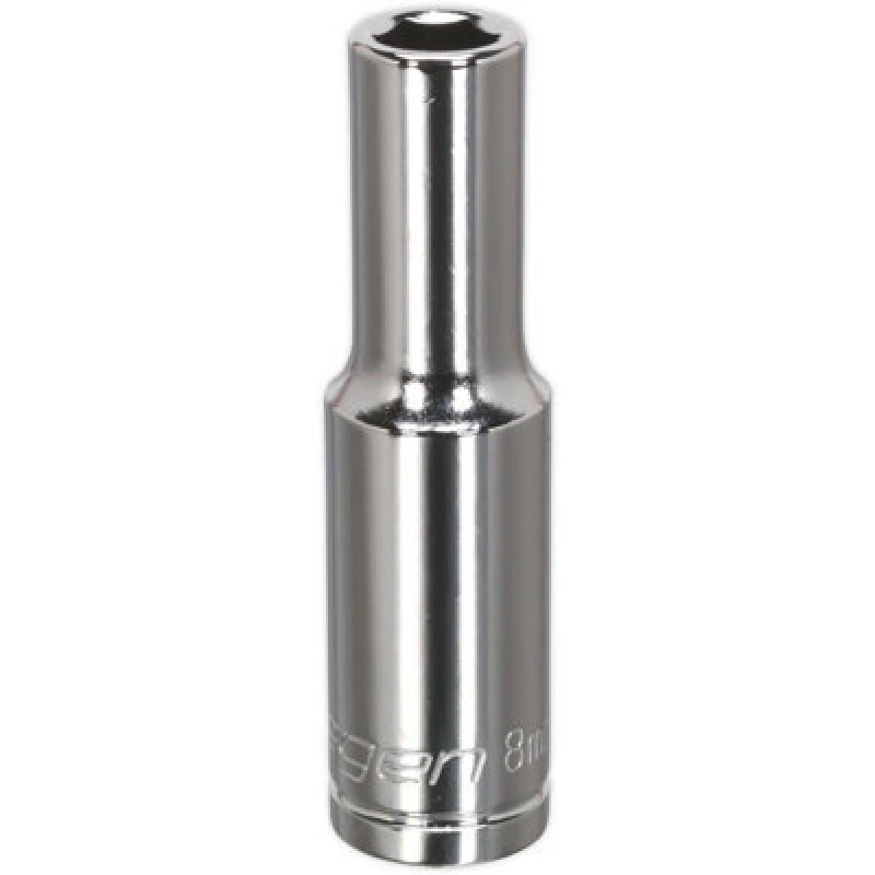 Image of Loops 8mm Chrome Plated Deep Drive Socket - 3/8" Square Drive High Grade Carbon Steel Metallics