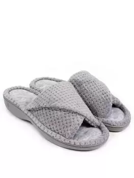Image of TOTES Popcorn Turnover Open Toe 360 Comfort Slider - Pale Grey, Pale Grey, Size 6, Women