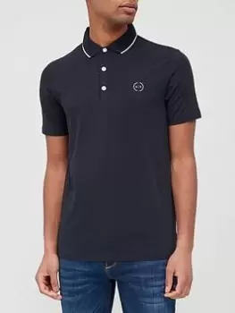 Image of Armani Exchange Tipped Collar Jersey Polo Shirt - Black, Navy, Size S, Men