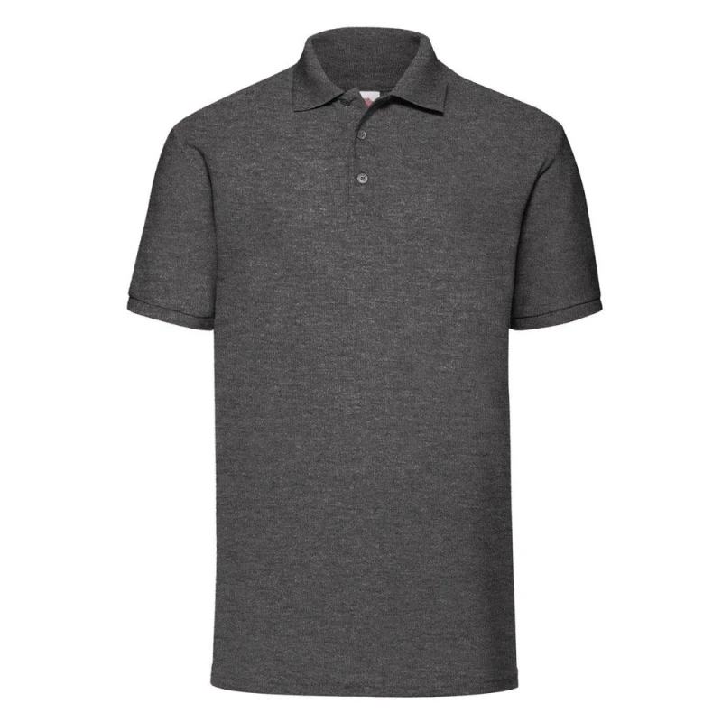 Image of Fruit Of The Loom Fruit of the Loom Men 65 35 Pique Short Sleeve Polo Shirt in Grey Size: Small Grey S Male 5059269750909