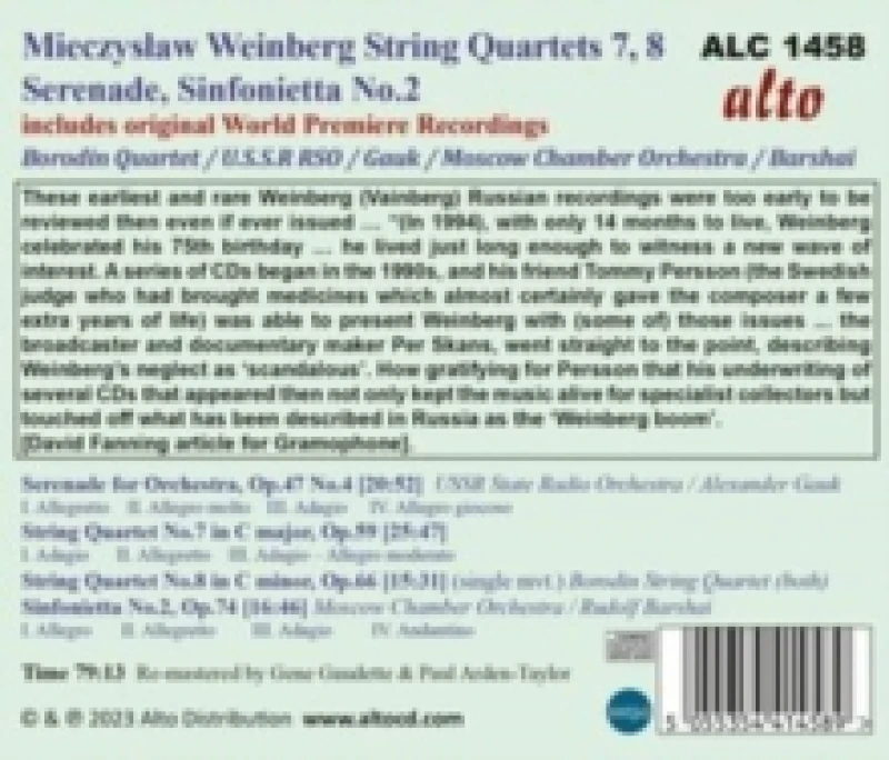 Image of Mieczyslaw Weinberg: String Quartets 7, 8/... CD / Album