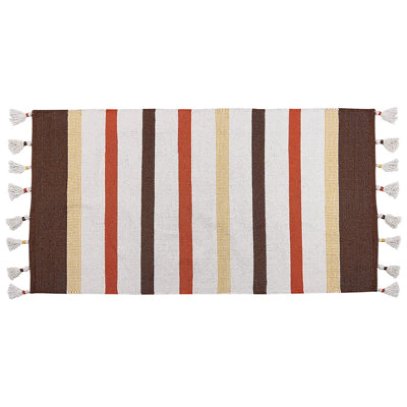 Image of Beliani Rug Hisarli Brown 80 X 150 Cm Cotton