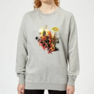 Image of Marvel Deadpool Outta The Way Nerd Womens Sweatshirt - Grey - M