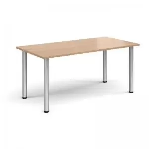 Image of Rectangular silver radial leg meeting table 1600mm x 800mm - beech