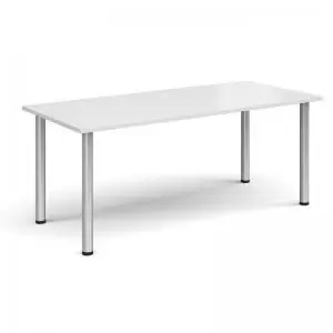 Image of Rectangular silver radial leg meeting table 1800mm x 800mm - white
