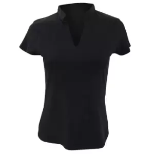 Image of Kustom Kit Ladies Corporate Short Sleeve V-Neck Mandarin Collar Top (20-22) (Black)