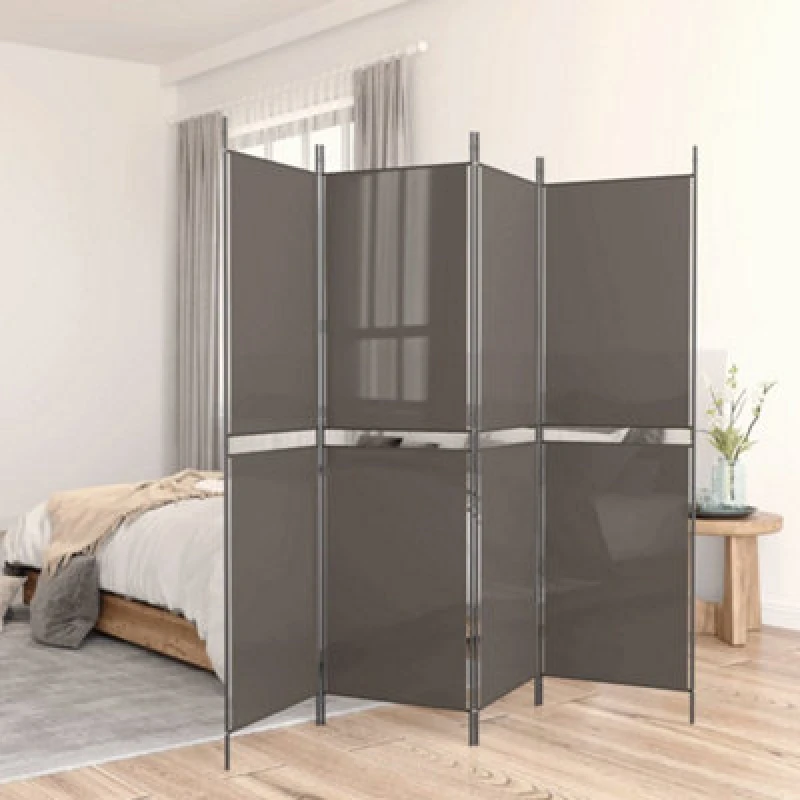 Image of Vidaxl 4-Panel Room Divider Anthracite 200X200 Cm Fabric Room Dividers