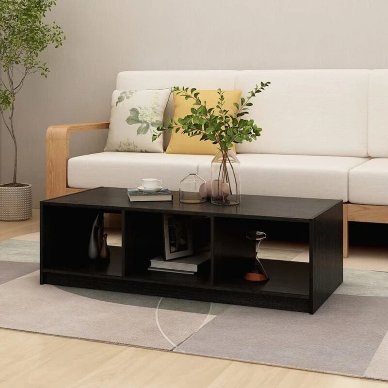 Image of VIDAXL Coffee Table Black 110x50x34cm Solid Pinewood Vidaxl 8720286762028