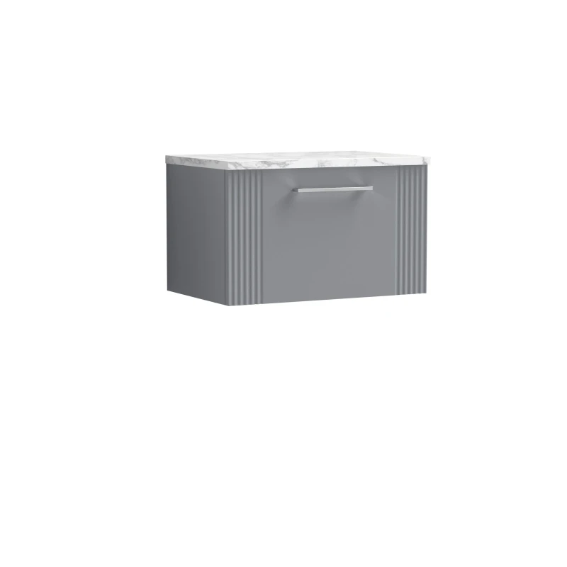 Image of Balterley 1 Drawer Wall Hung Vanity Marble Laminate Worktop Grey 600mm Grey
