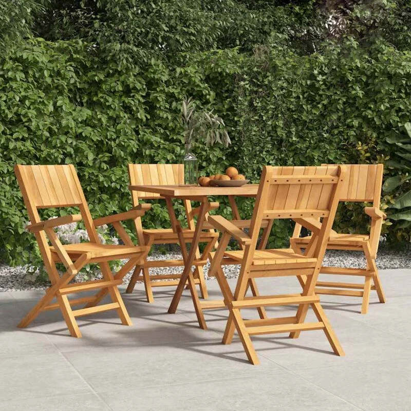 Image of VIDAXL Folding Garden Chairs 4 pcs 55x61x90cm Solid Wood Teak vidaXL 8720845743895