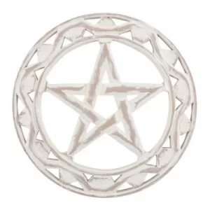 Image of White Wooden Pentagram Wall Art