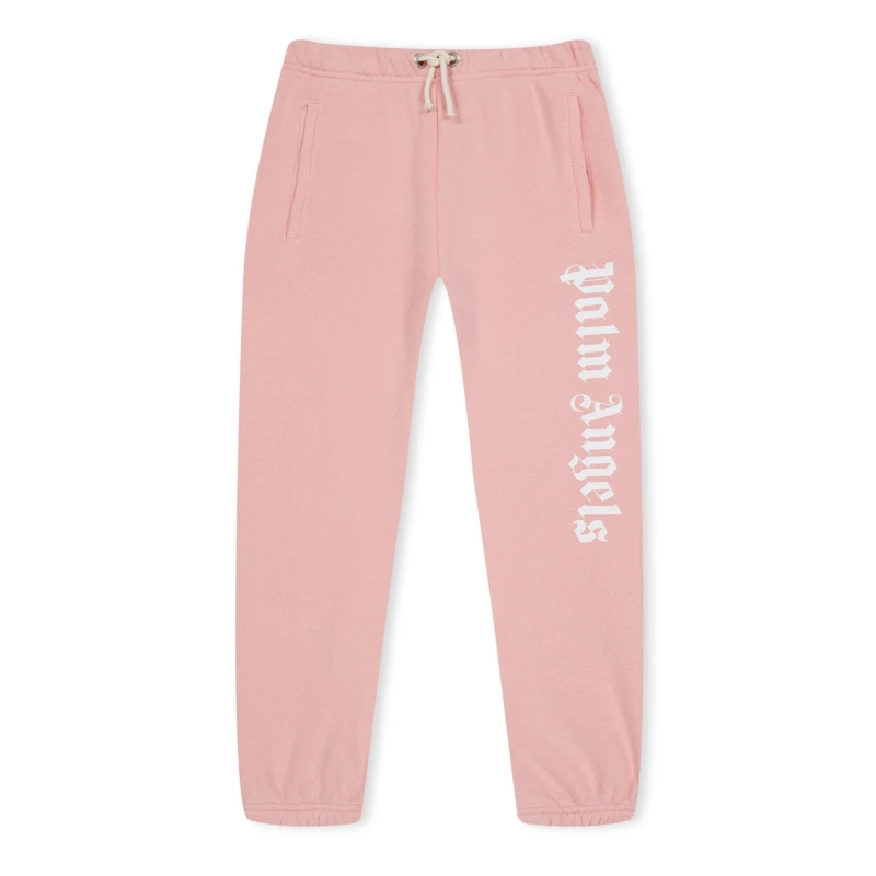 Image of Palm Angels Kids Closed Hem Fleece Joggers Pink/White female 4Y