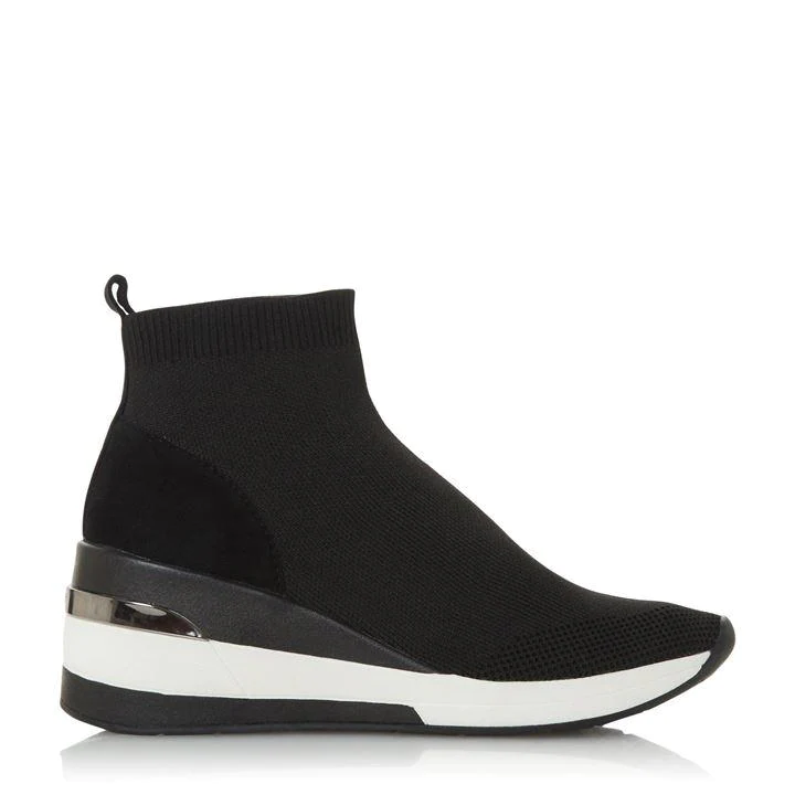 Image of Dune Black 'Engel' High Wedge Heel Casual Trainers - 3