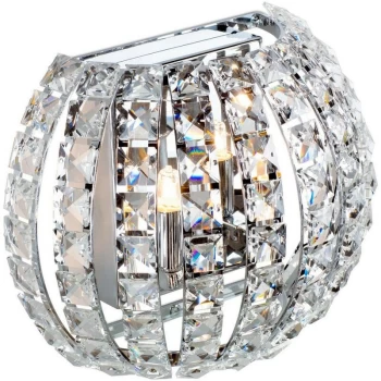 Image of Linea Verdace Lighting - Linea Verdace 2 Light Glass & Crystal Wall Light Chrome