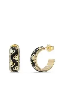 Image of Guess 4G Loop Patterned Hoops Yellow Gold