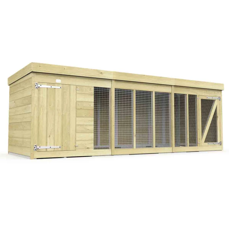 Image of DIY Sheds 12 x 4 Dog Kennel And Run, Brown 12X4DKSH