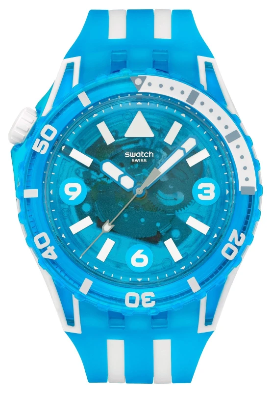 Image of Swatch SSCU09S100 SCUBAQUA Blue FIRE (44mm) Transparent Blue Watch