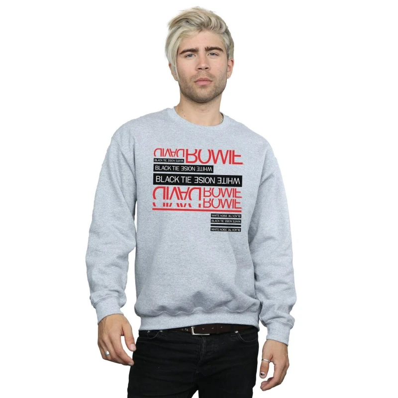 Image of David Bowie David Bowie Men Black Tie White Noise Sweatshirt in Grey Size: Small Grey S Male 5057981566761