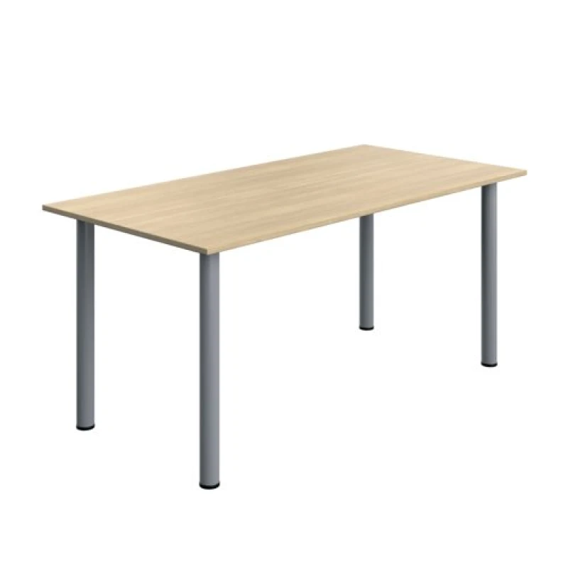 Image of Serrion Pole Leg Rectangular Table 1600x800x730mm Oak/Silver KF800260