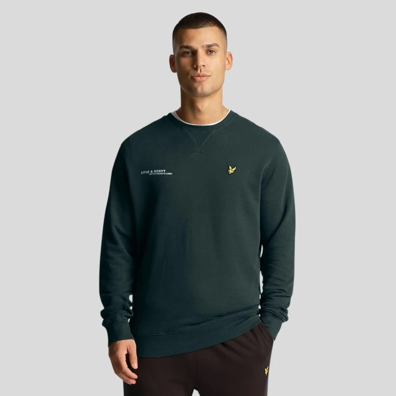 Image of Lyle and Scott Co-Ordinate Print Crewneck Sweatshirt Green male XS