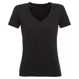 Image of SOLS Womens/Ladies Motion V Neck T-Shirt (M) (Deep Black)