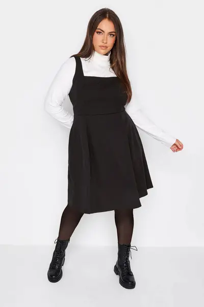 Image of Yours Pinafore Dress Black