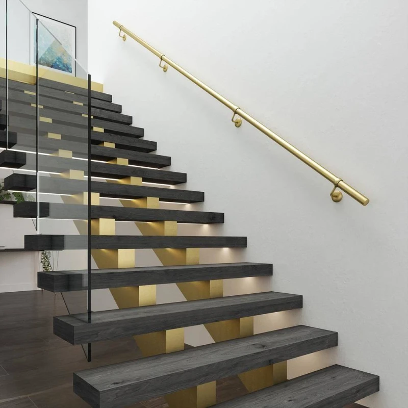 Image of Rothley Satin Brass Premium Easy Install Indoor Modern Stair Handrail Kit 3.6m in Bronze Bronze Unisex