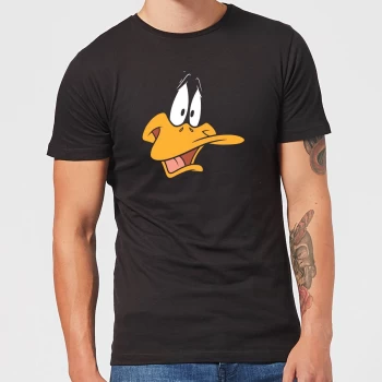 Image of Looney Tunes Daffy Duck Face Mens T-Shirt - Black - L