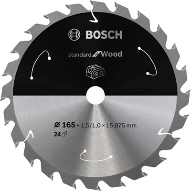 Image of Amica Bosch PRO Wood cordless Circular Saw Blade 165 x 1.5 x 15.875mm T24 2608837681 2608837681