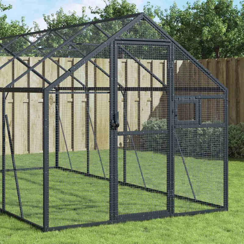Image of vidaXL Aviary Anthracite 1.79x8x1.85 m Aluminium, Grey 3155805
