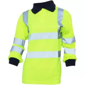 Image of Yoko Ladies/Womens Hi-Vis Long Sleeve Polo Shirt (M) (Hi-Vis Yellow) - Hi-Vis Yellow