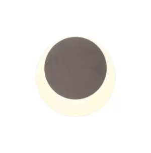 Image of Magnetic Base Wall Lamp, 12W LED 3000K 498lm, 15, 19cm Round Top Offset, Coffee, Acrylic Frosted Diffuser