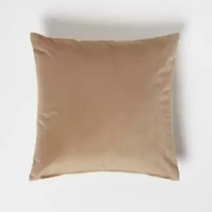 Image of Homescapes - Beige Velvet Cushion, 45 x 45cm - Beige