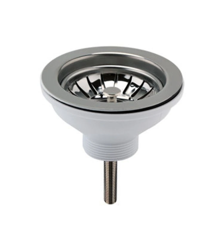 Image of Balterley Fireclay Kitchen Sink Basket Strainer Waste Brushed Nickel 90mm Metallics
