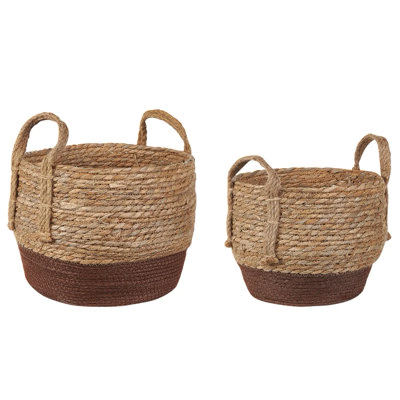 Image of Beliani Set Of 2 Plant Pots Paladju Seagrass 30/25cm Natural