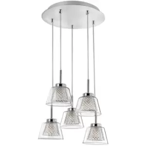 Image of Netlighting Merano Elizabeth 5 Light Cluster Pendant Ceiling Light Chrome Alumin