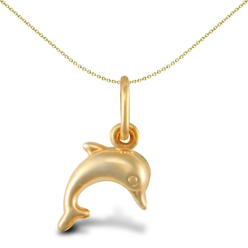 Image of Jewelco London 9ct Gold Micro Dolphin Charm Pendant - JPC239 Gold