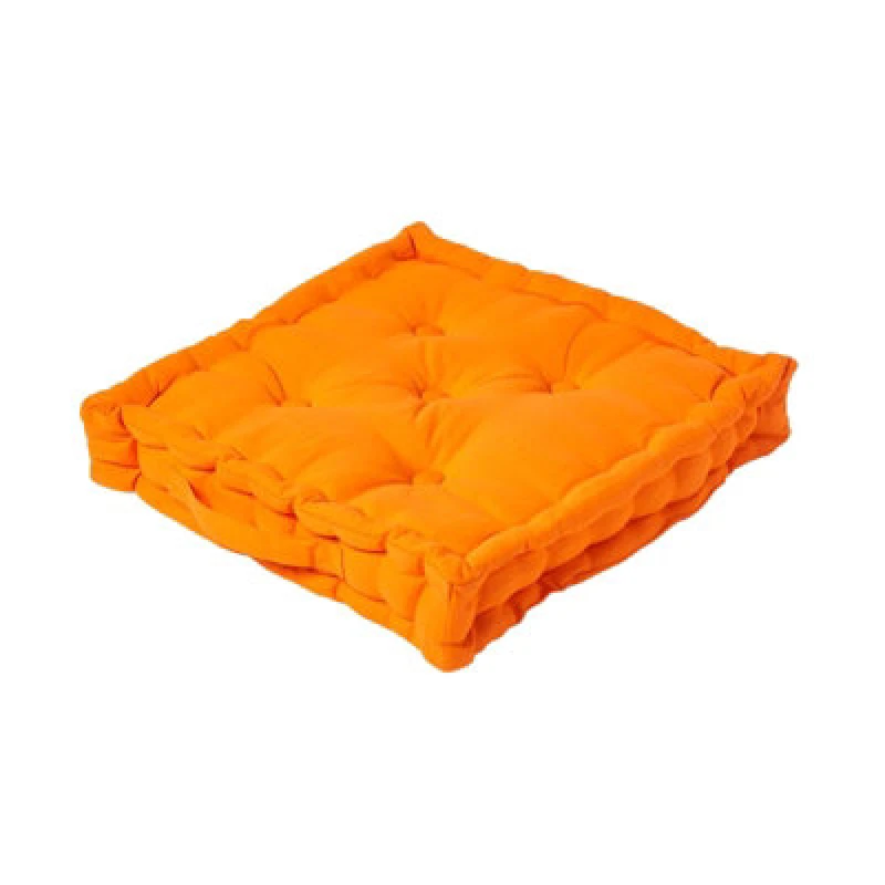 Image of Homescapes Cotton Orange Floor Cushion, 40 X 40 Cm