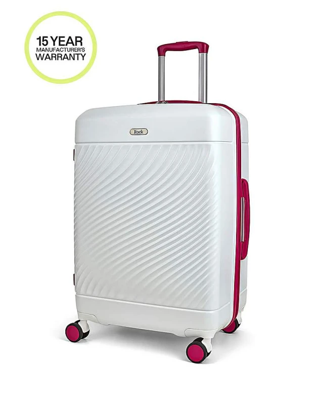 Image of Rock Rock Love Island Medium Suitcase White/Pink - Rock - Size: Medium White/Pink Medium UH37304
