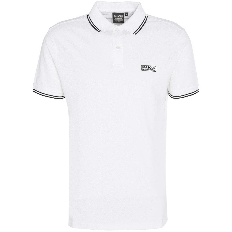 Image of Barbour International Evan Tipped Short-Sleeved Polo Shirt - White White S