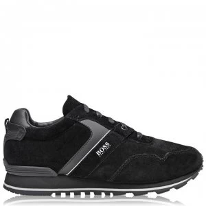 Image of Hugo Boss Parkour Runner Suede Trainers Black 001 Men