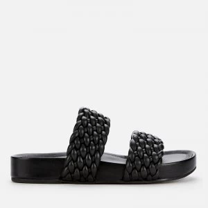 Image of Dune Womens Laylow Leather Double Strap Sandals - Black - UK 6