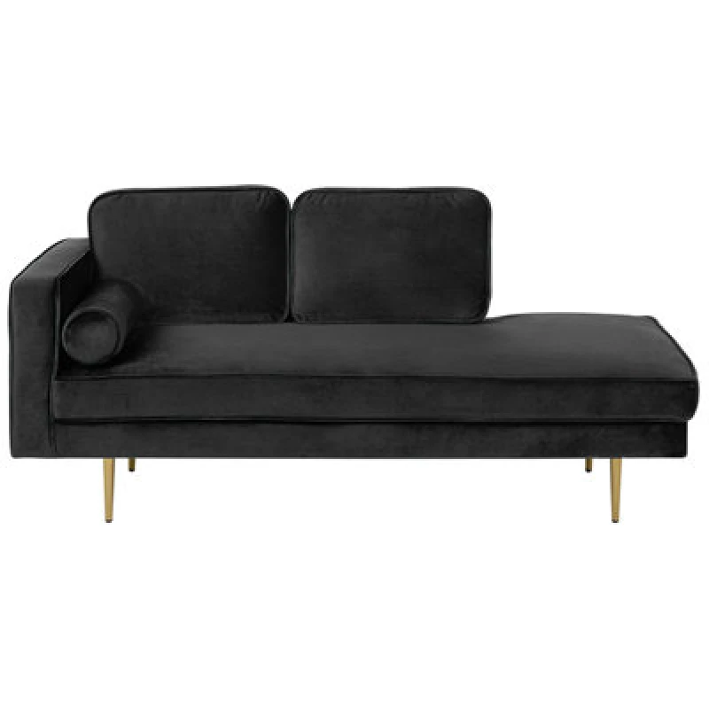 Image of Beliani Left-Hand Chaise Lounge Miramas Velvet Black