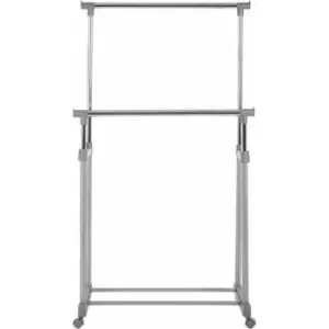 Image of Clothes Hanging Double Rail with Wheels - Premier Housewares