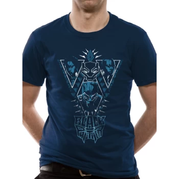 Image of Black Panther Movie - Navy Cast Mens Small T-Shirt - Blue