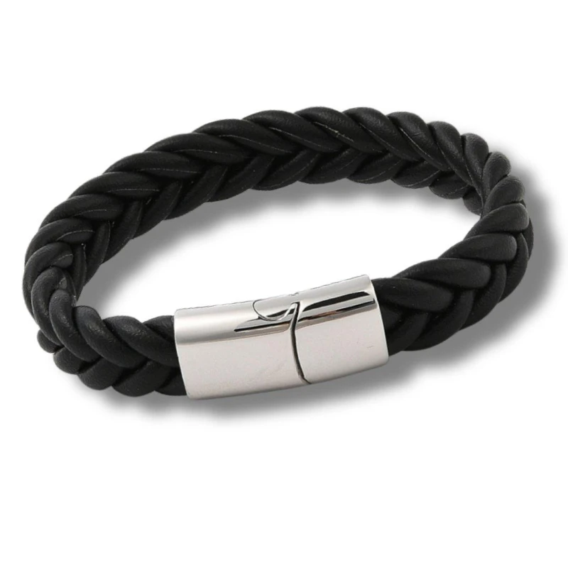 Image of Aye Do Gifts Mens Black Woven Leather Bracelet Black male One Size