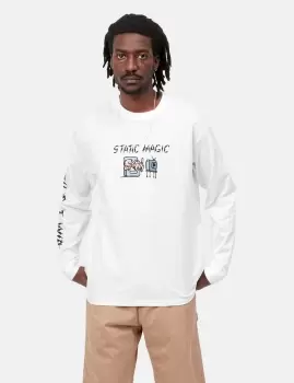 Image of Carhartt-WIP Static Magic Long Sleeve T-Shirt - White