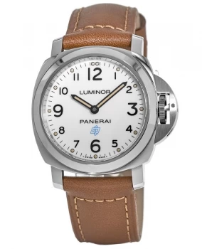 Image of Panerai Luminor Base Logo 3 Days 44mm White Dial Brown Leather Strap Mens Watch PAM00775 PAM00775