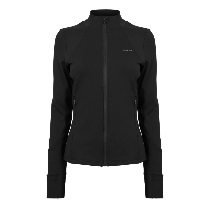 Image of USA Pro Womens Core Fitness Long Sleeve Slim Fit Performance Training Jacket Black female 6 (34)