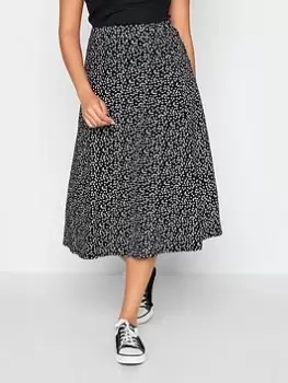 Image of M&Co Ditsy Jersey Printed Skirt, Black, Size 18, Women